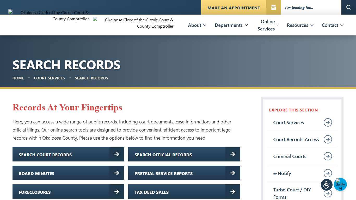 Search Records Okaloosa County Clerk of Court and Comptroller