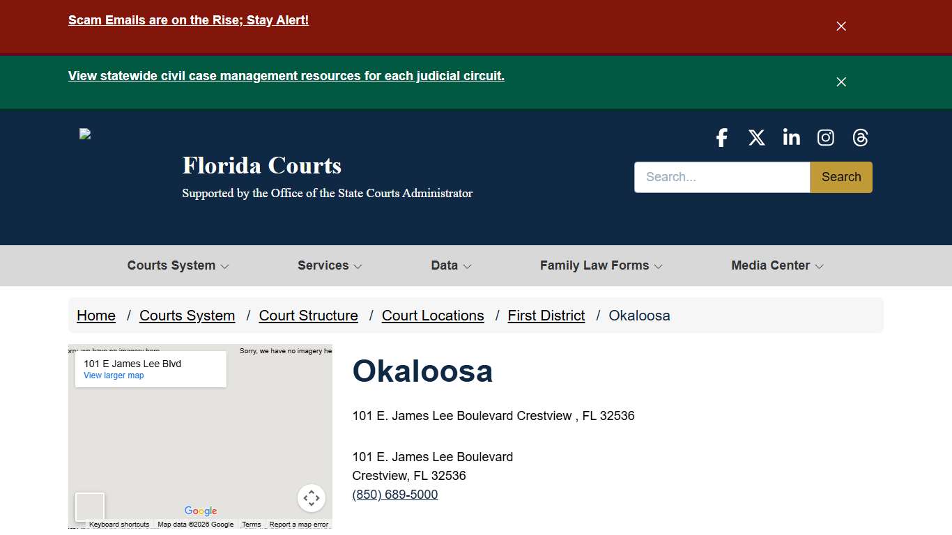 Okaloosa / First District / Court Locations / Court Structure / Courts System - - Florida Courts