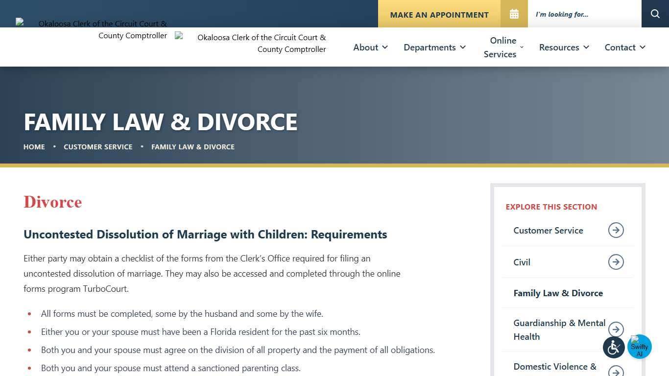 Family Law & Divorce Okaloosa County Clerk of Court and Comptroller